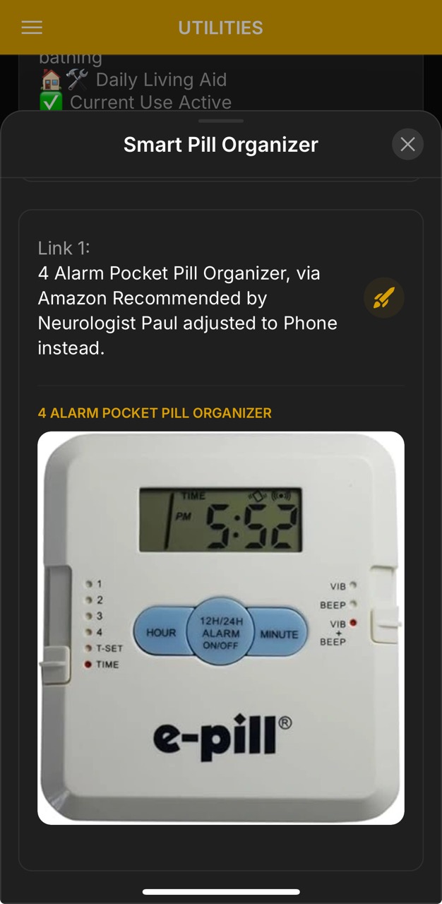 Utilities Detail Page (Smart Pill Organizer Source)